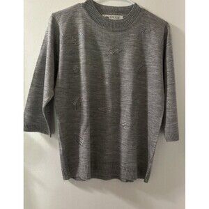 Zhuoer Meizi Juniors Gray Crew Neck  Sweater Size XXL Has Pink Blue Pattern